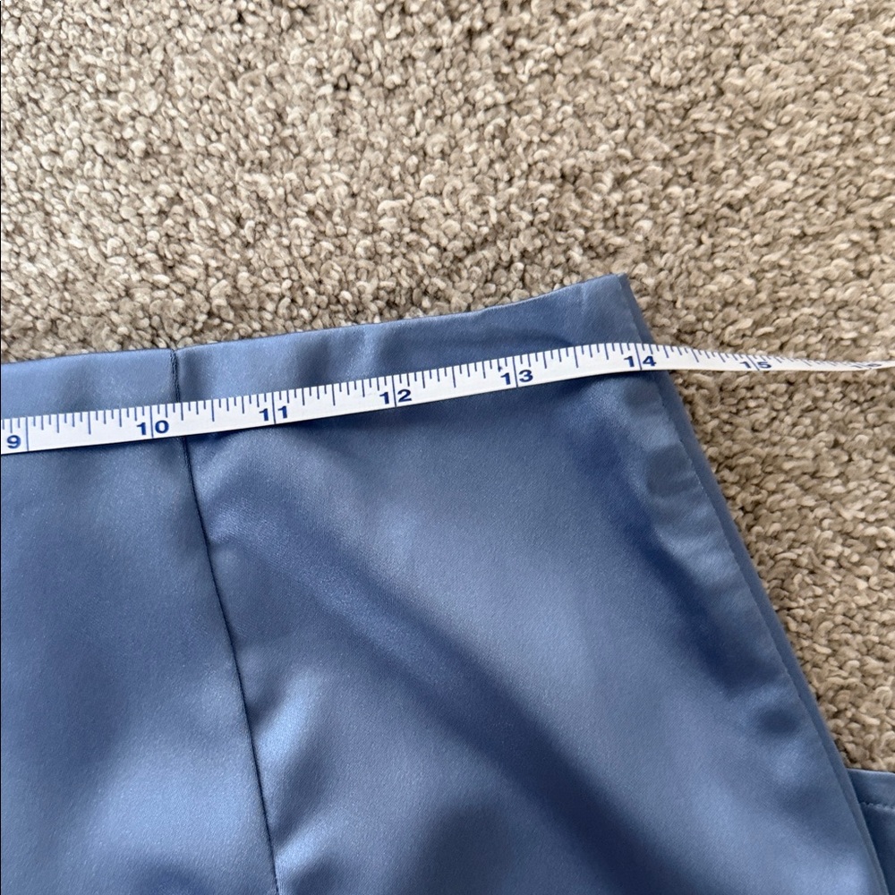NWT Lulus Blue Strapless Satin Two-Piece Skirt Set Medium - Picture 13 of 16